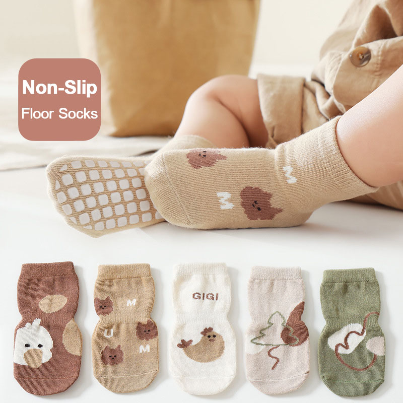 Anti Blister Sock - 5 Paar rutschfeste Kindersocken, niedliche Cartoon-Muster,