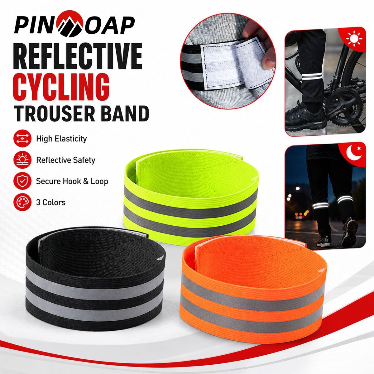 Running Gear Outdoor - PINMOAP 1/2 Stück Fahrradhosen-Beinriemen Reflektierender Hosenclip