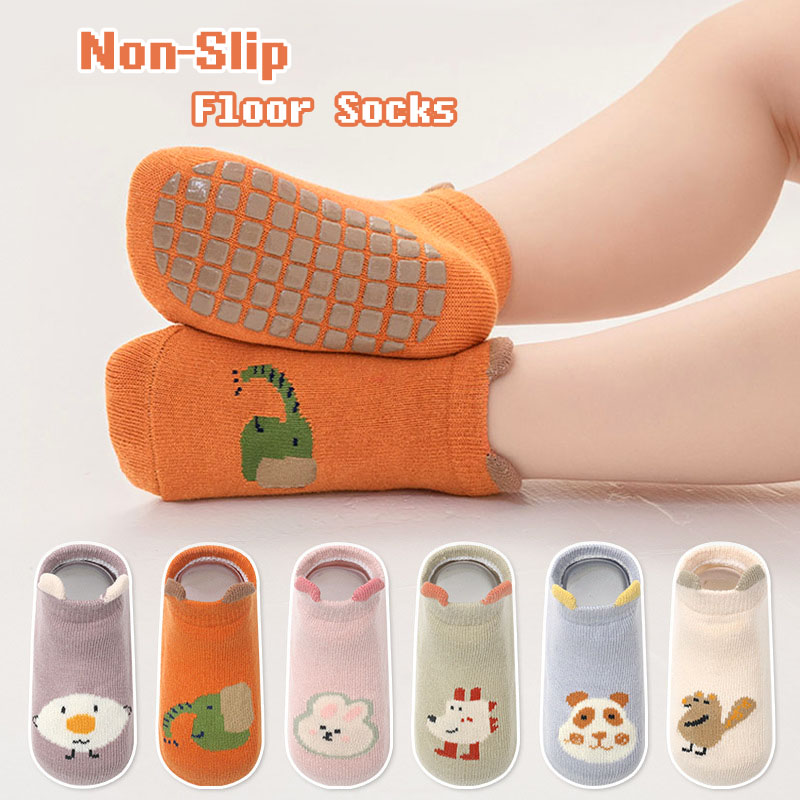 Anti Blister Sock - 6 Paar Kinder-Baumwollsocken mit Cartoon-Tiermuster, rutschfeste